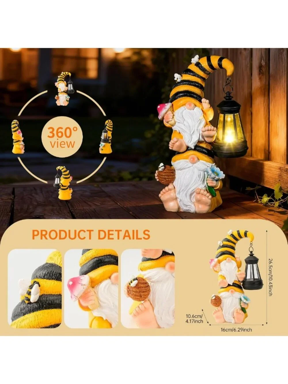 Funny Solar Garden Gnome Statue - Outdoor Decor for Yard, Patio & Lawn Gifts